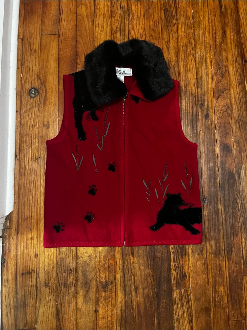 Lisa International Red Sweater with Black Details